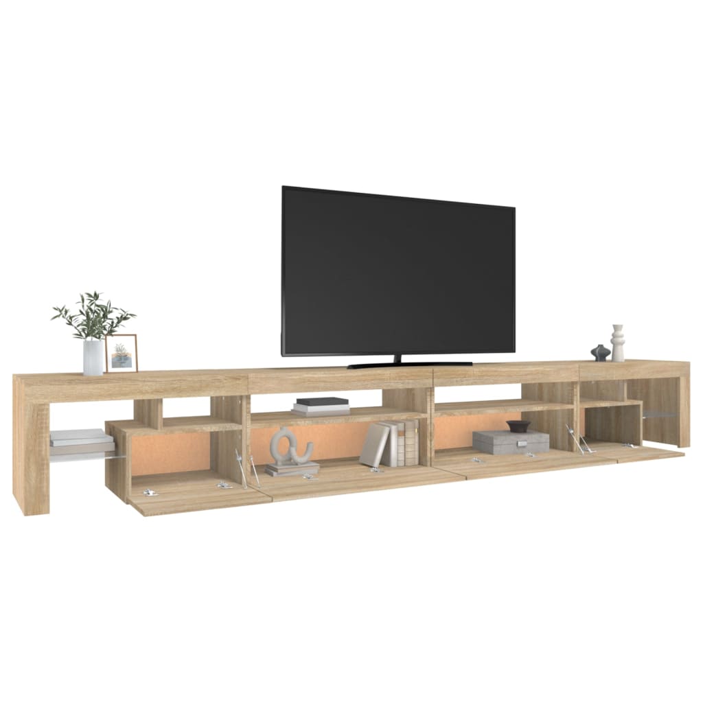 TV cabinet with LED lighting, oak, 290x36.5x40cm