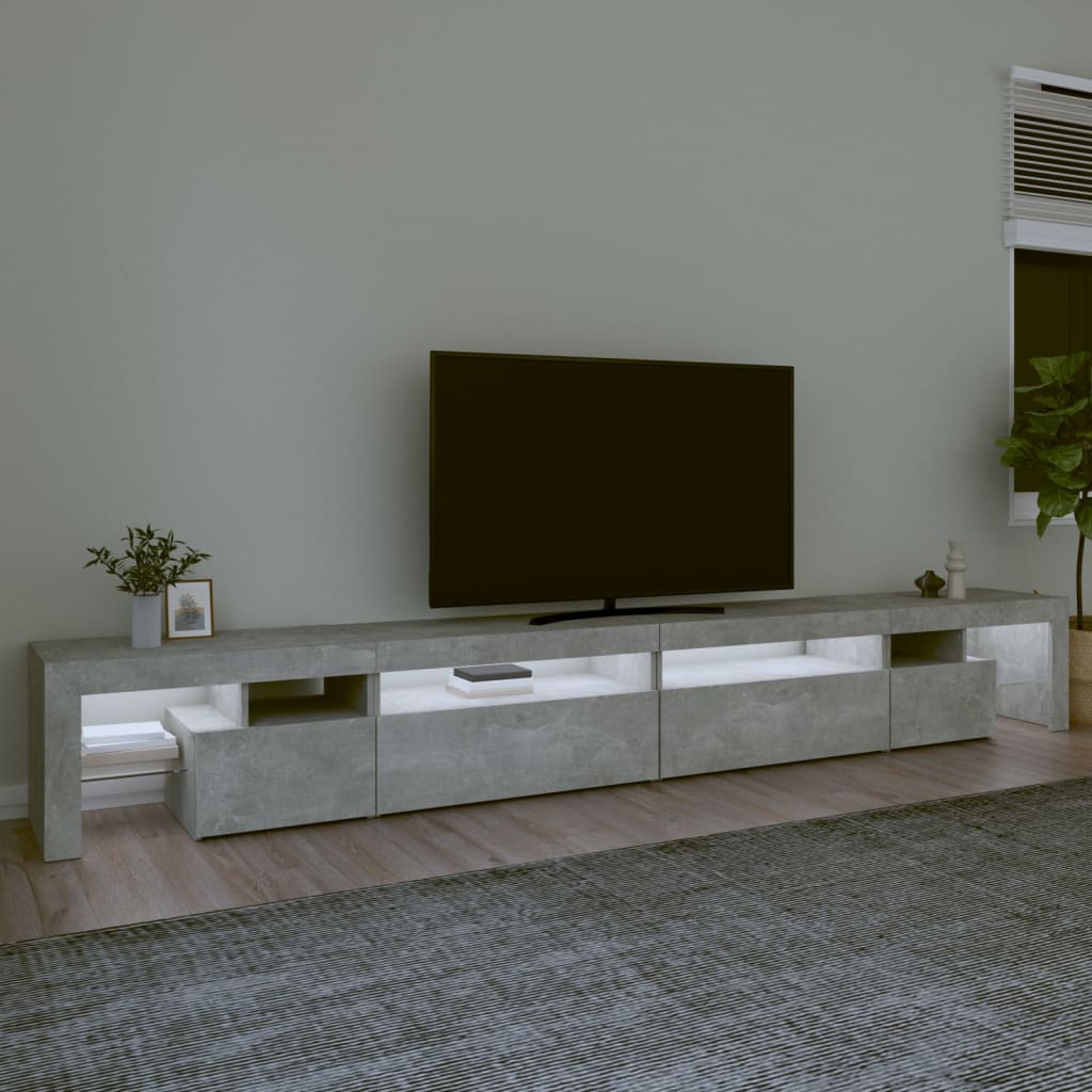 TV spintelė su LED apšvietimu, betono pilka, 290x36,5x40cm
