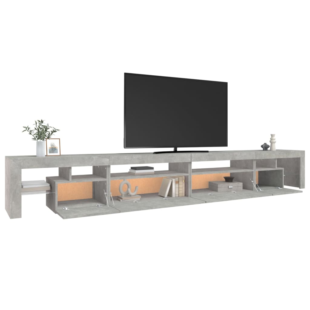 TV cabinet with LED lights, concrete grey, 290x36.5x40cm