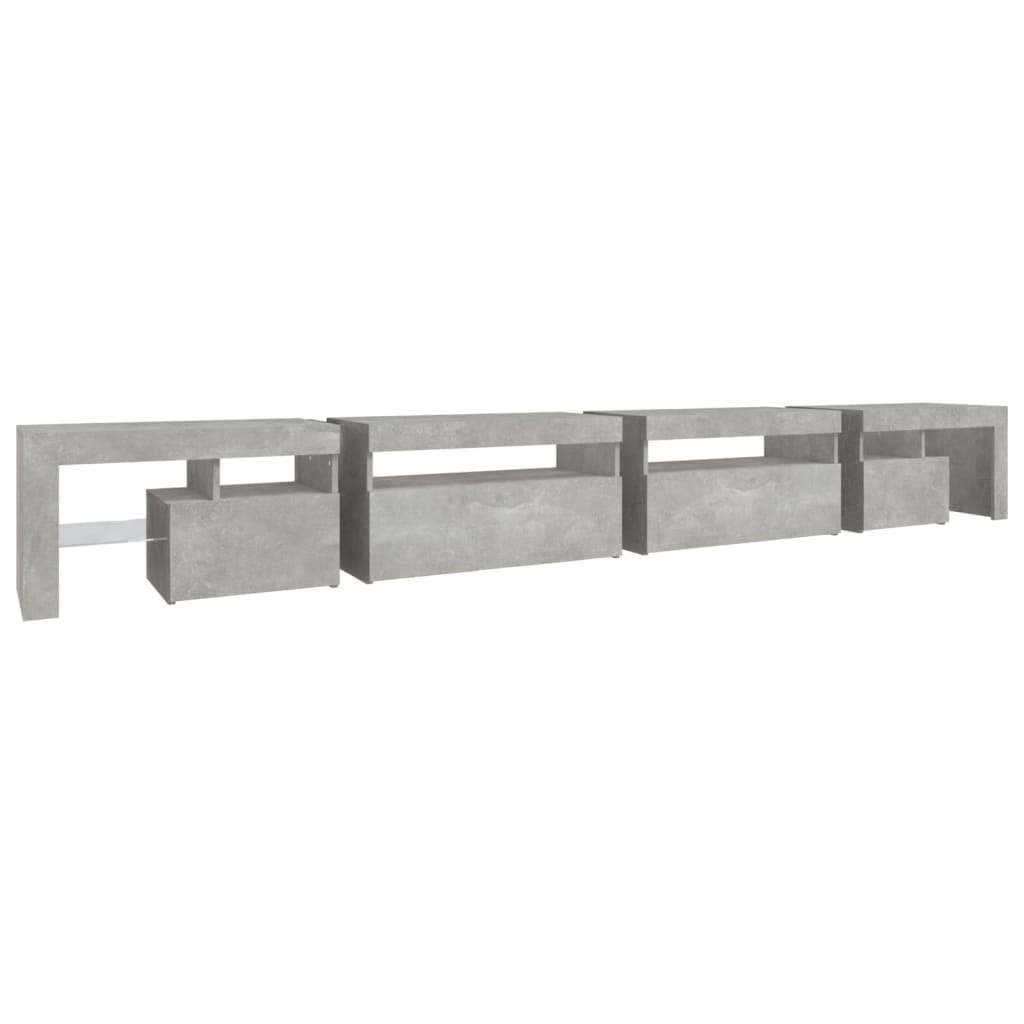 TV cabinet with LED lights, concrete grey, 290x36.5x40cm