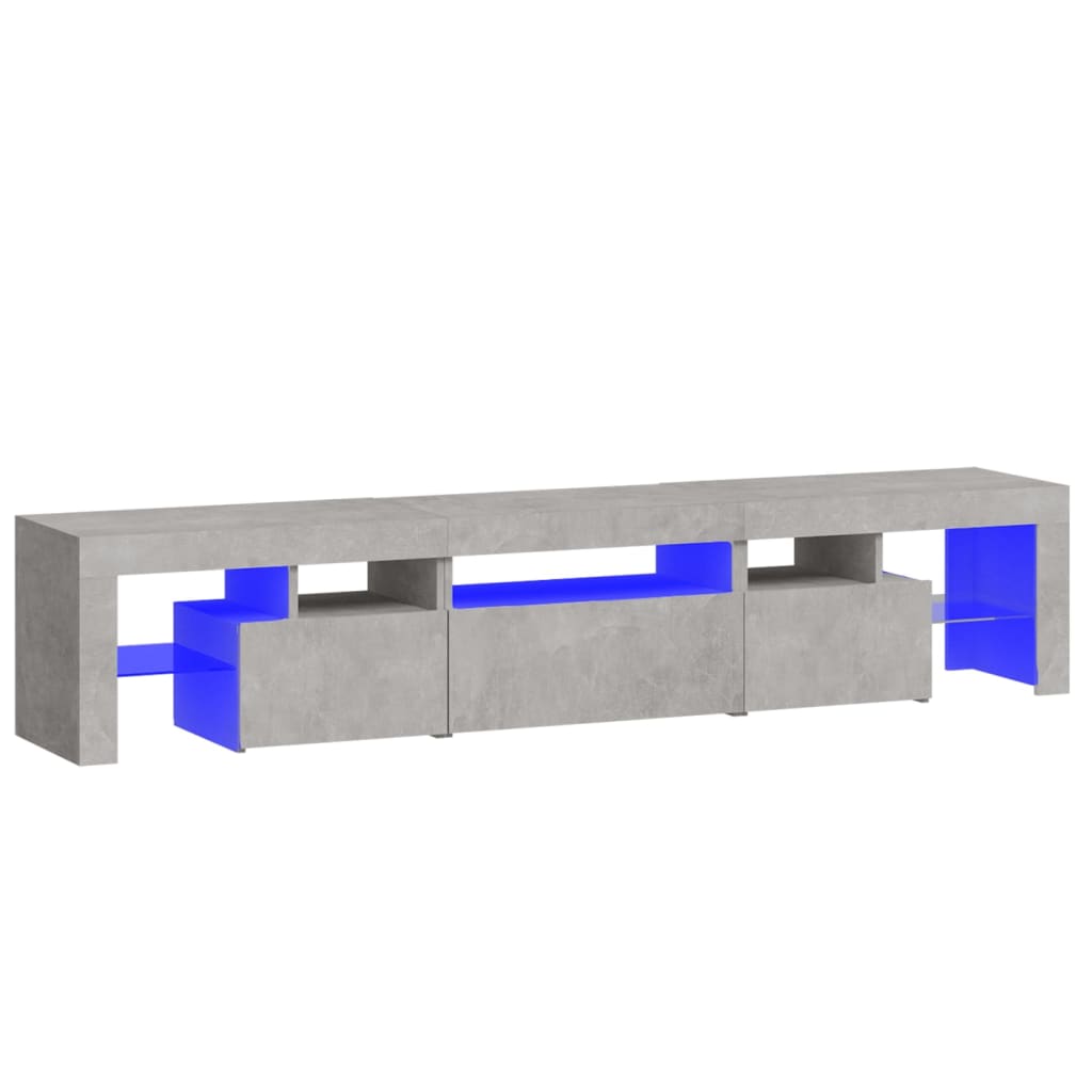 TV spintelė su LED apšvietimu, betono pilka, 200x36,5x40cm