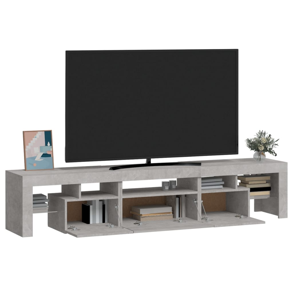 TV spintelė su LED apšvietimu, betono pilka, 200x36,5x40cm