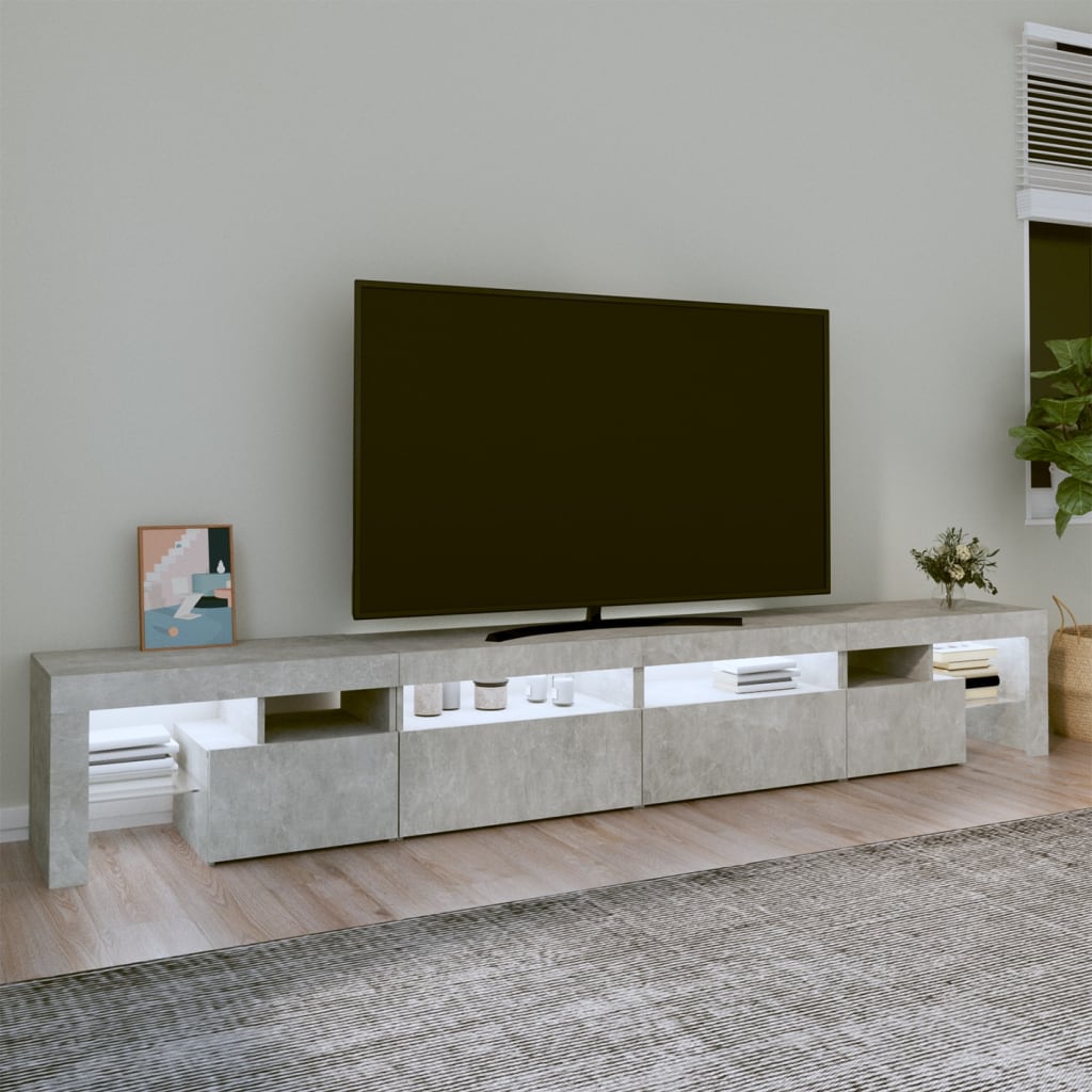 TV spintelė su LED apšvietimu, betono pilka, 260x36,5x40cm