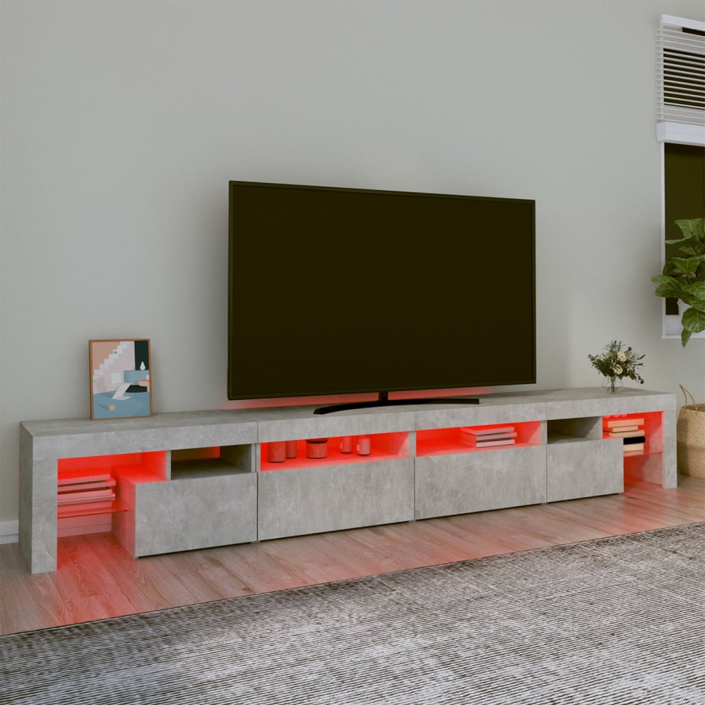TV spintelė su LED apšvietimu, betono pilka, 260x36,5x40cm