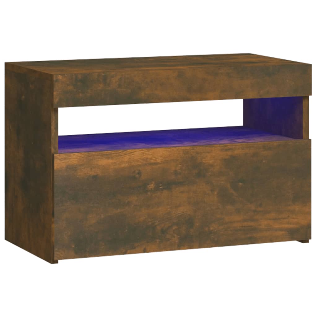 Nightstand with LED, smoked oak, 60x35x40cm