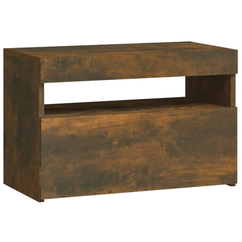 Nightstand with LED, smoked oak, 60x35x40cm