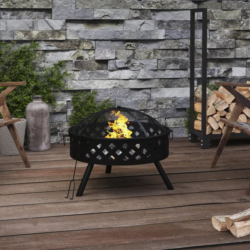 Fire pit with poker, 58cm, steel, XXL