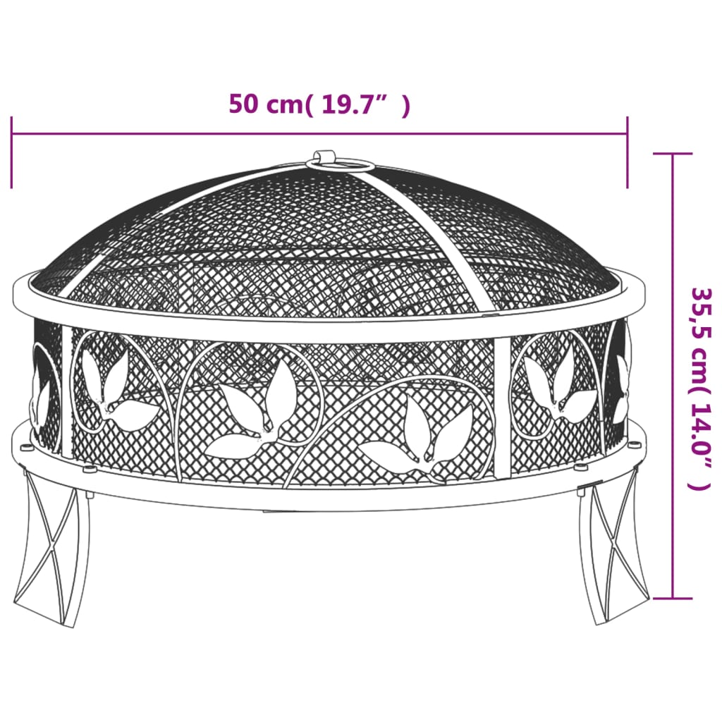 Laužavietė su žarstekliu, 50cm, plienas, XXL