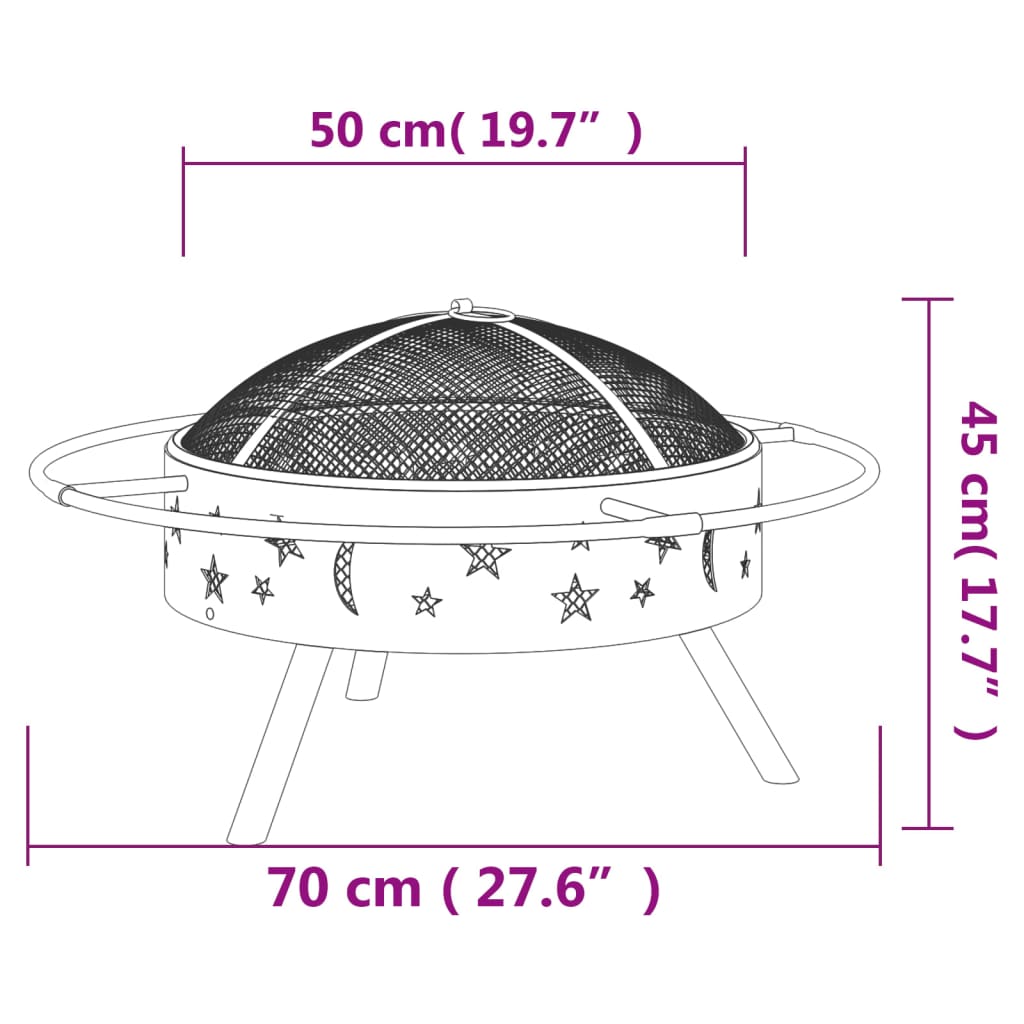 Laužavietė su žarstekliu, 70cm, plienas, XXL
