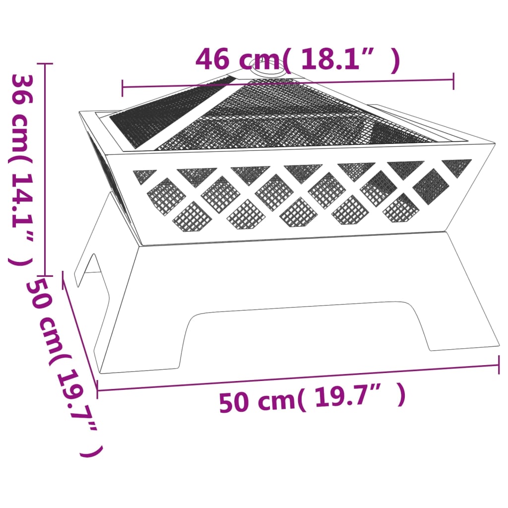 Laužavietė su žarstekliu, 50cm, plienas, XXL