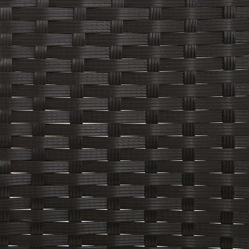 Two-seater garden bench with cushions, black, poly rattan