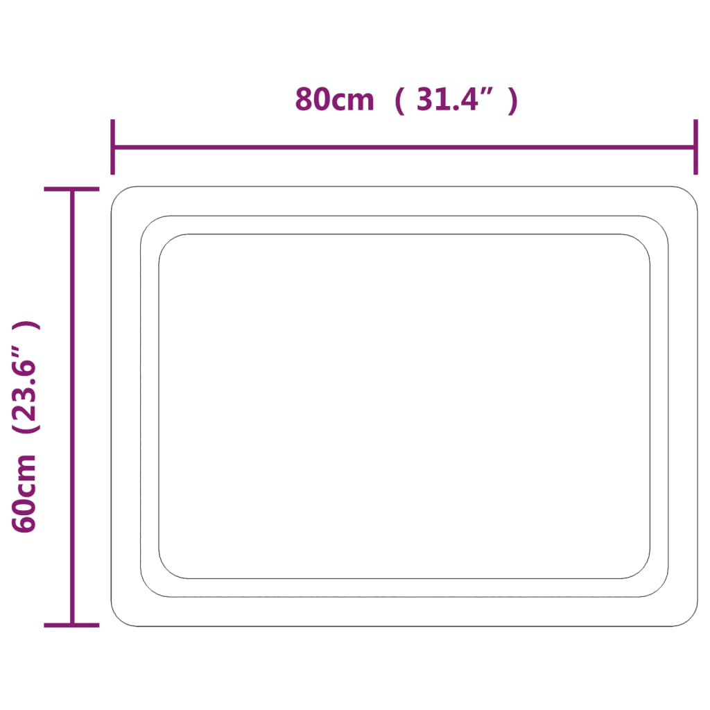 Bathroom LED mirror, 60x80cm