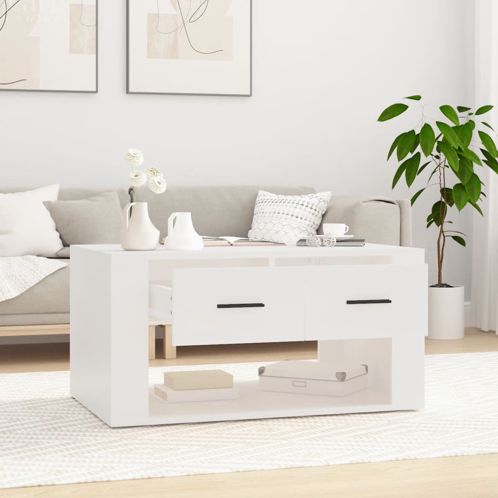 Coffee table, white, 80x50x40cm, engineered wood