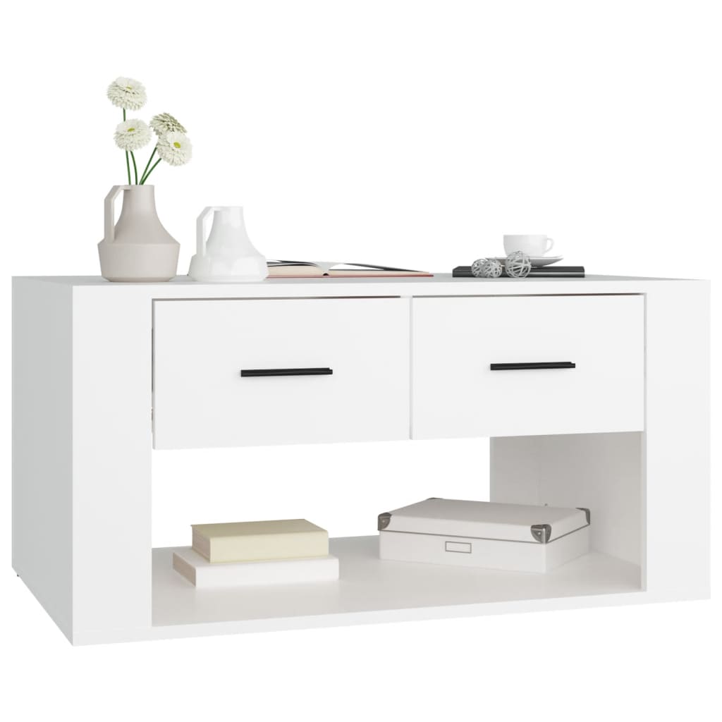 Coffee table, white, 80x50x40cm, engineered wood
