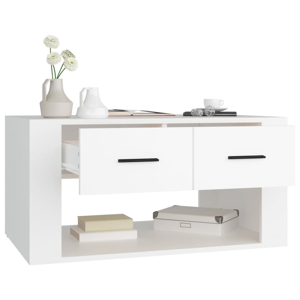 Coffee table, white, 80x50x40cm, engineered wood