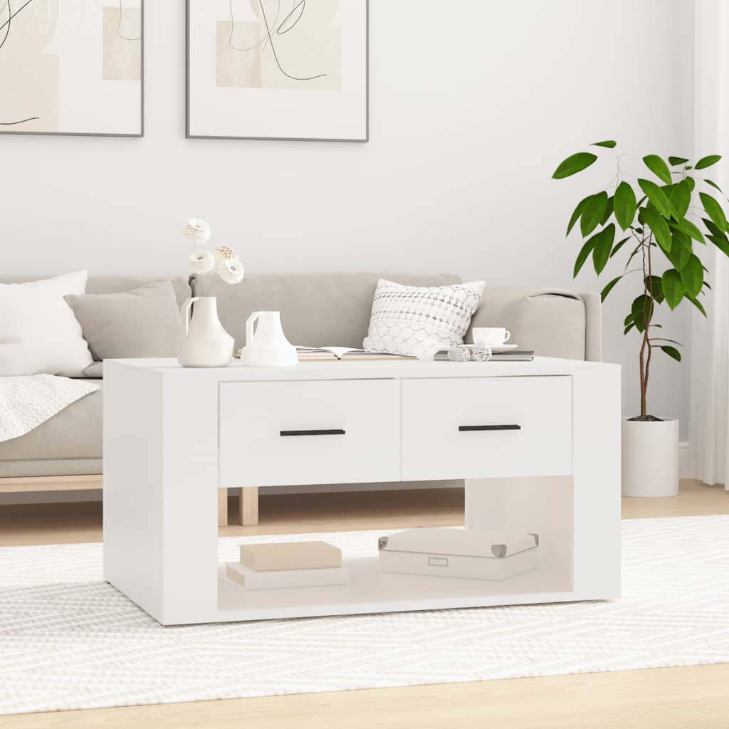 Coffee table, white, 80x50x40cm, engineered wood