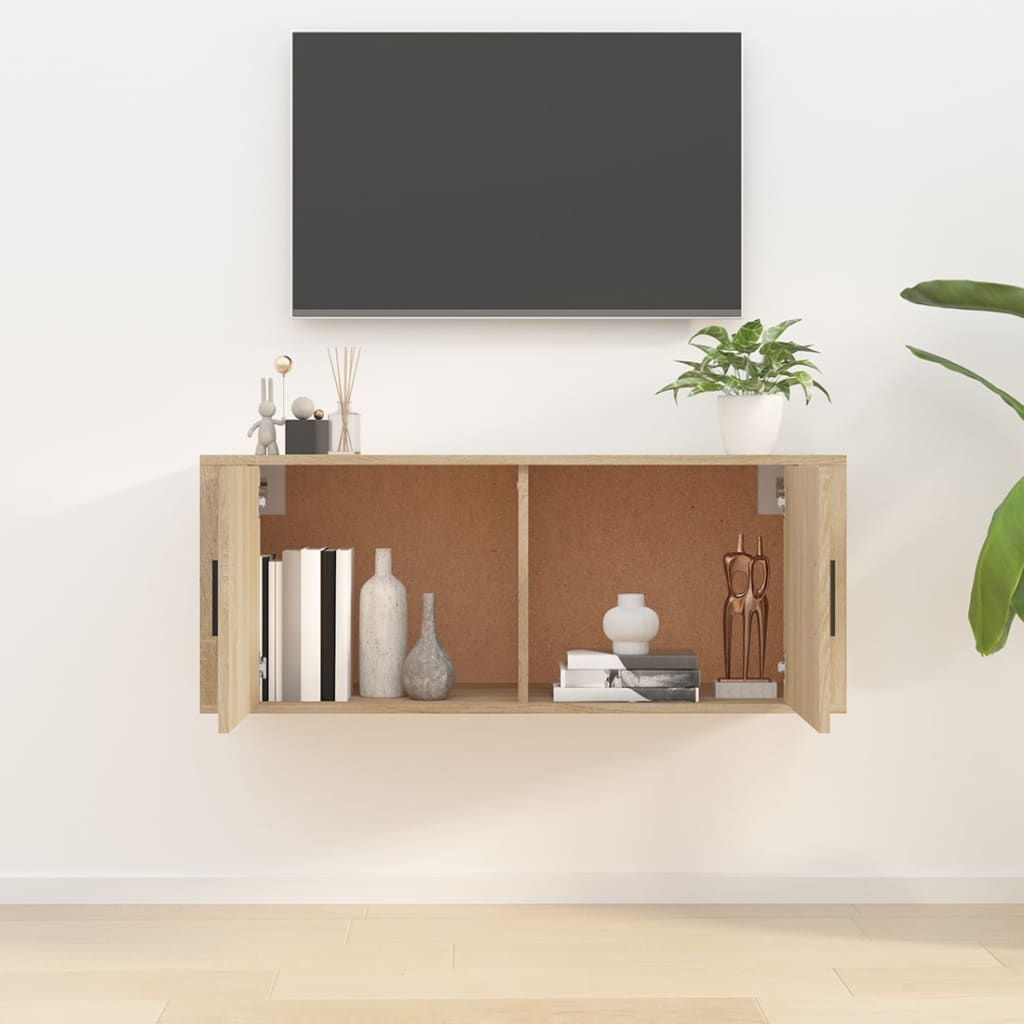Sieninė televizoriaus spintelė, ąžuolo, 100x34,5x40cm