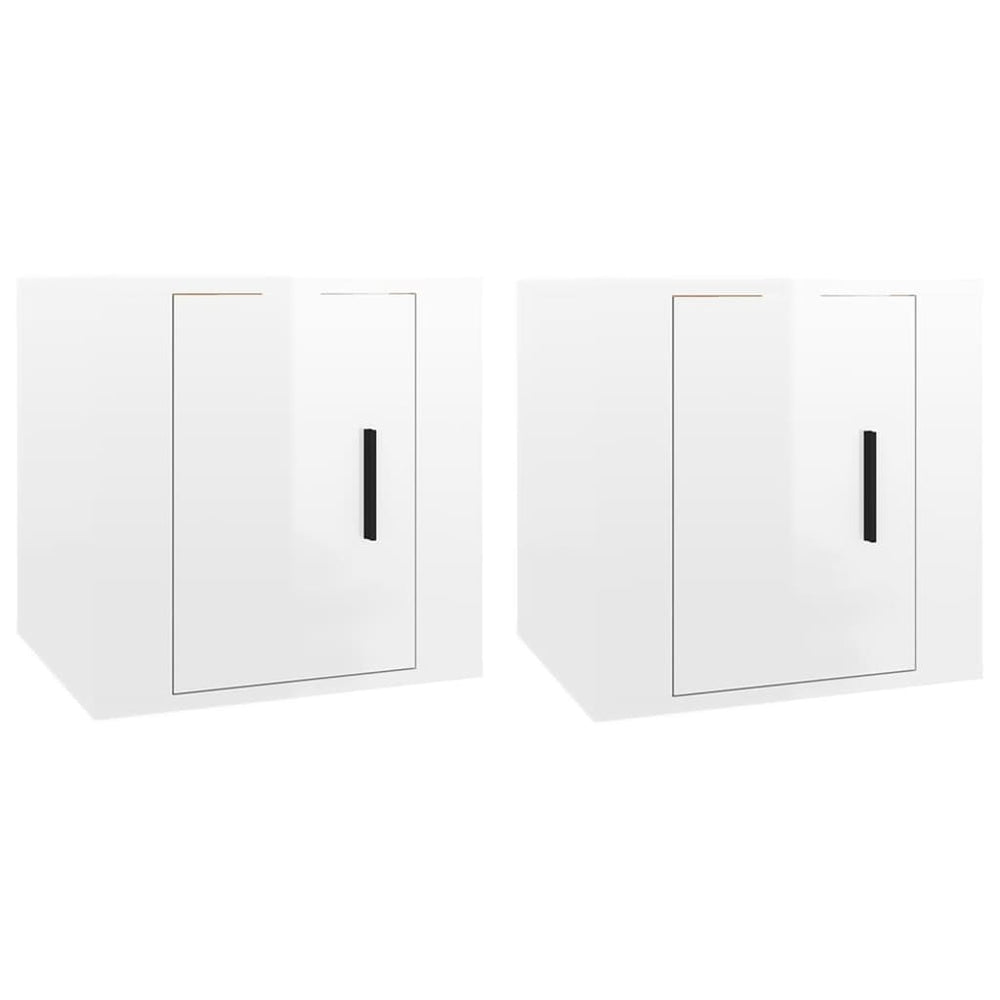 Sieninės TV spintelės, 2vnt., baltos, 40x34,5x40cm, blizgios