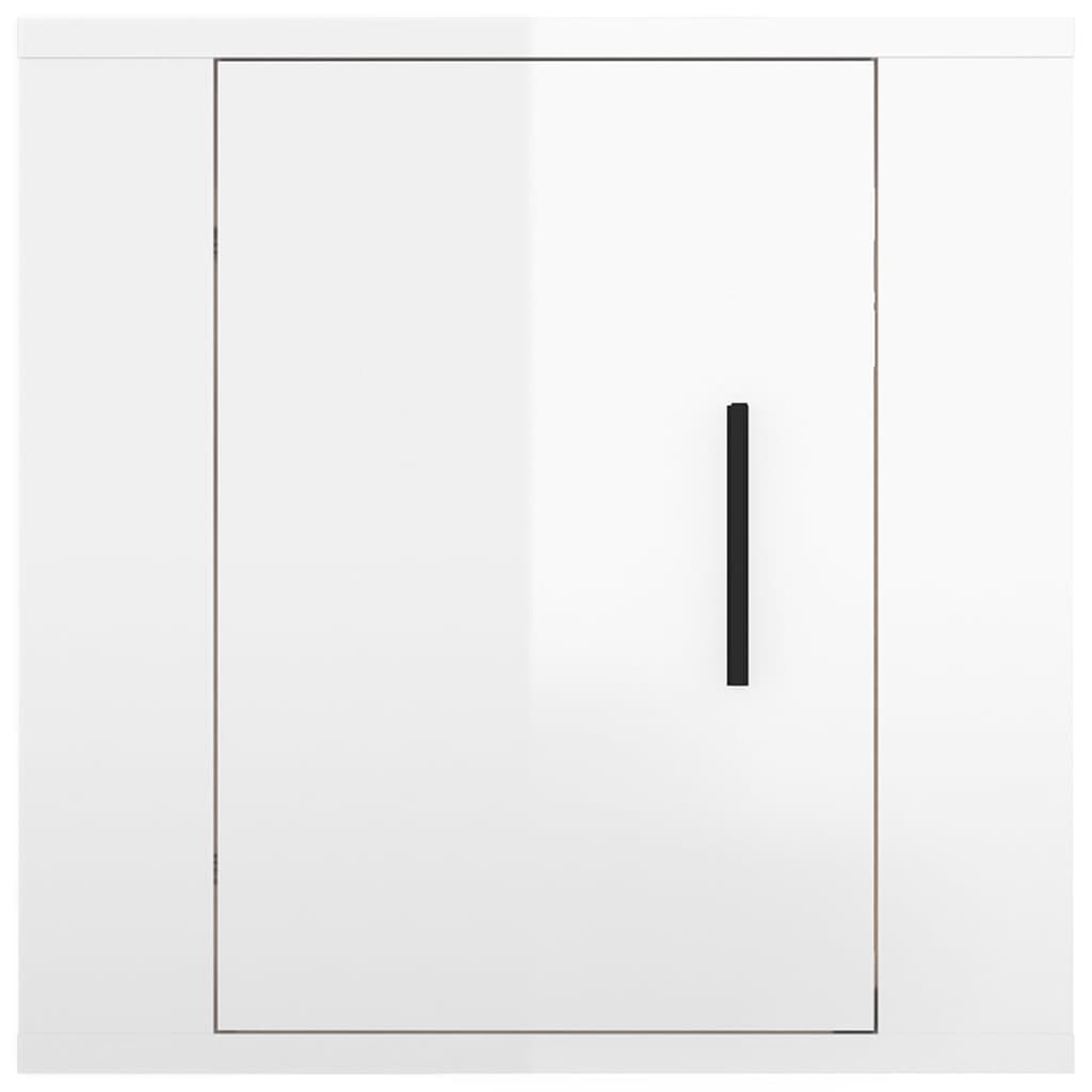 Sieninės TV spintelės, 2vnt., baltos, 40x34,5x40cm, blizgios