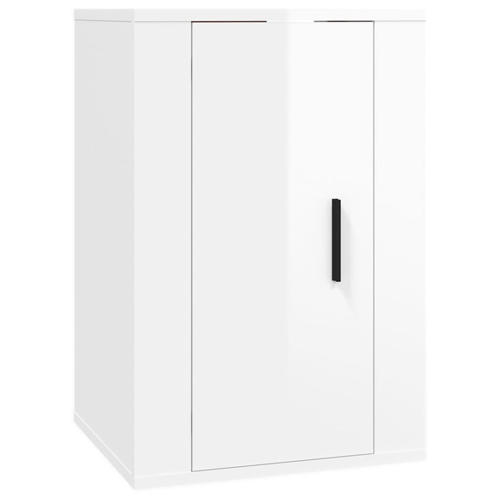Sieninės TV spintelės, 2vnt., baltos, 40x34,5x60cm, blizgios