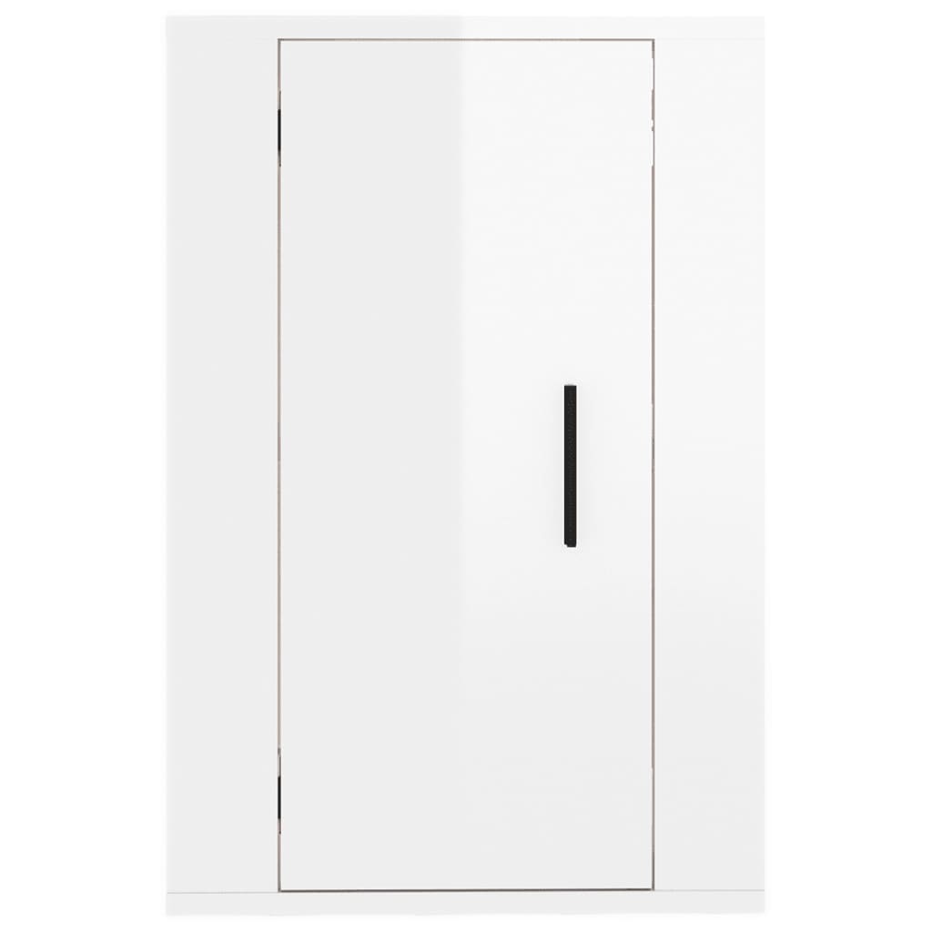 Sieninės TV spintelės, 2vnt., baltos, 40x34,5x60cm, blizgios