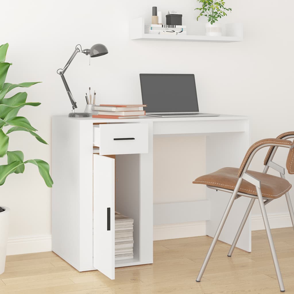 Desk, white, 100x49x75cm, engineered wood