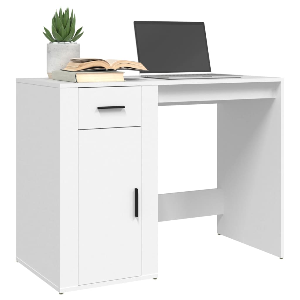 Desk, white, 100x49x75cm, engineered wood