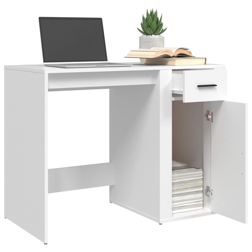 Desk, white, 100x49x75cm, engineered wood