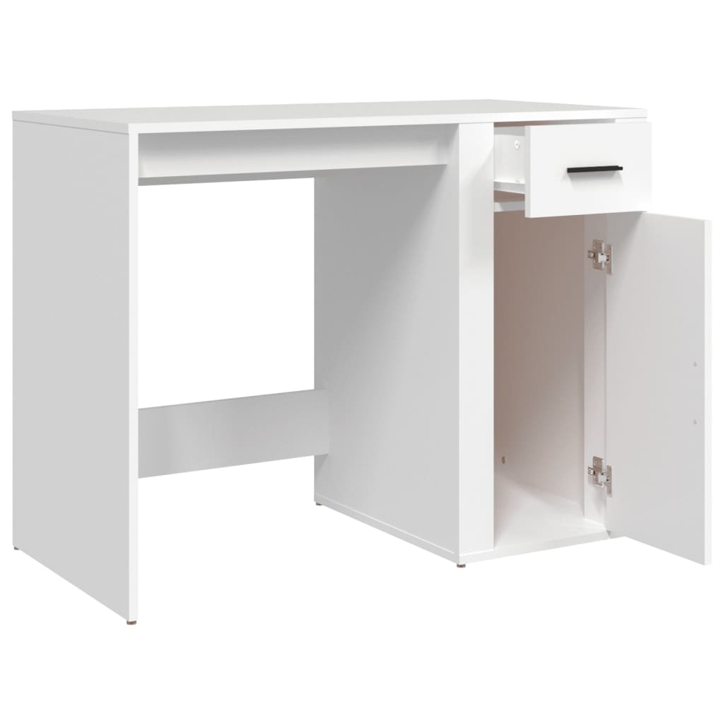 Desk, white, 100x49x75cm, engineered wood