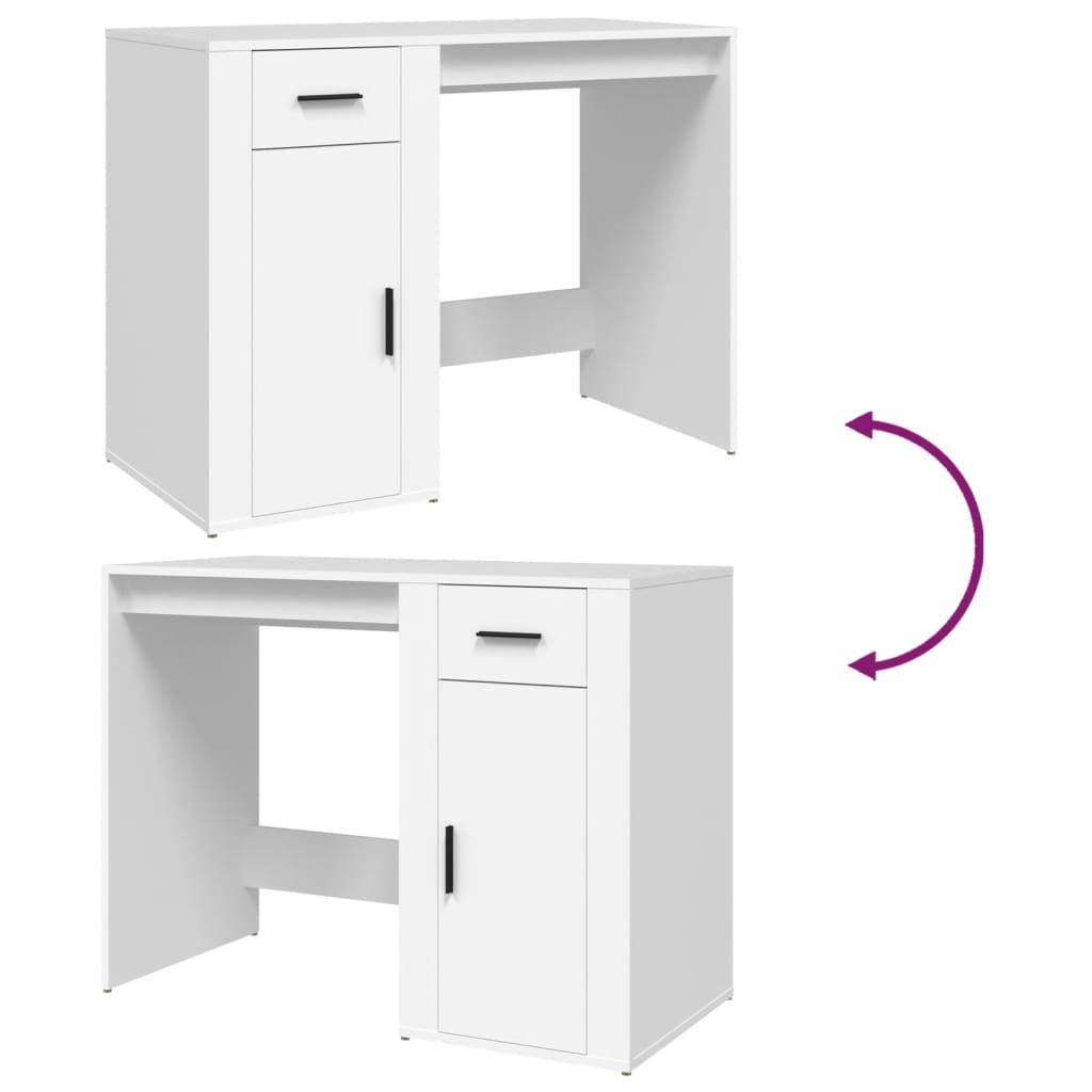 Desk, white, 100x49x75cm, engineered wood
