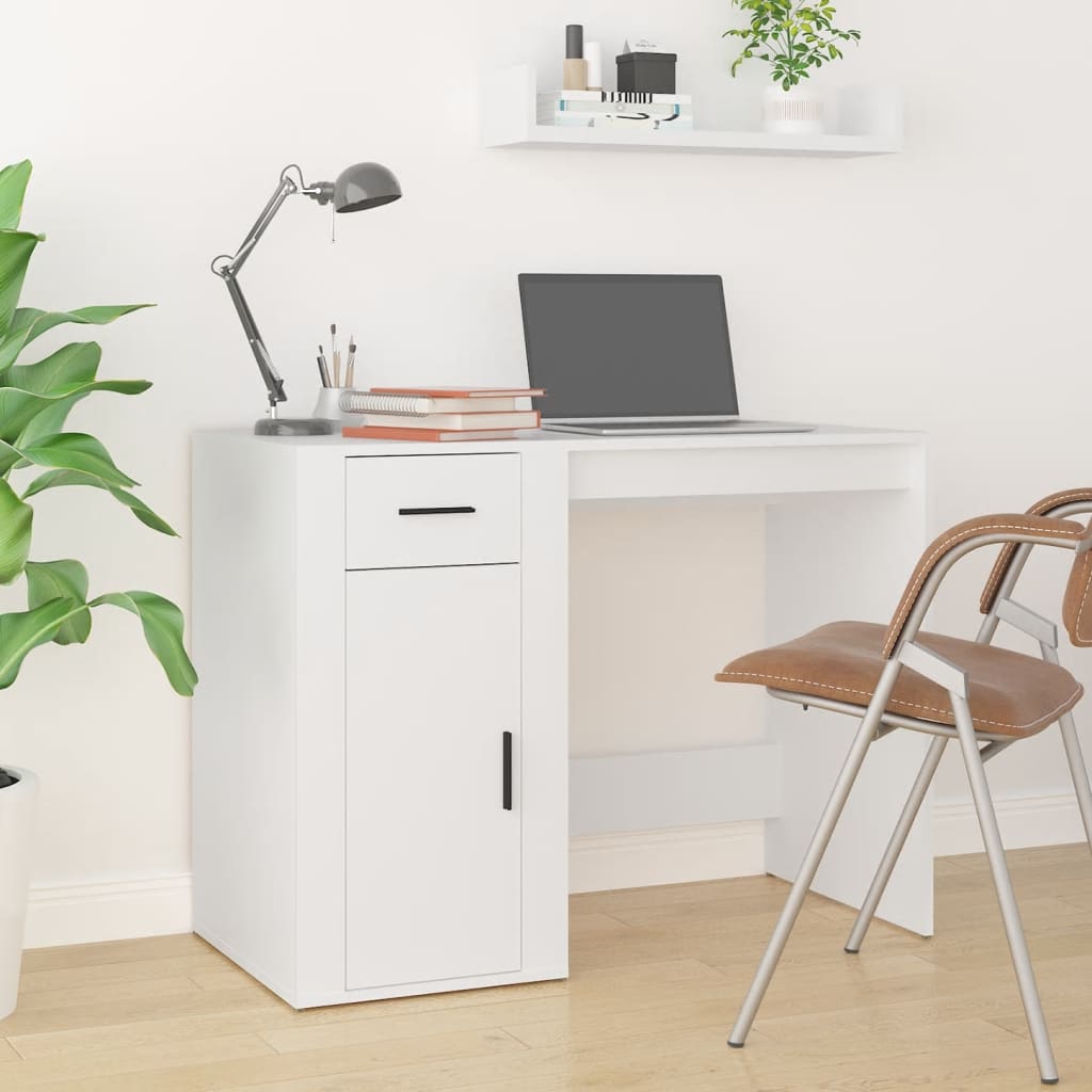 Desk, white, 100x49x75cm, engineered wood
