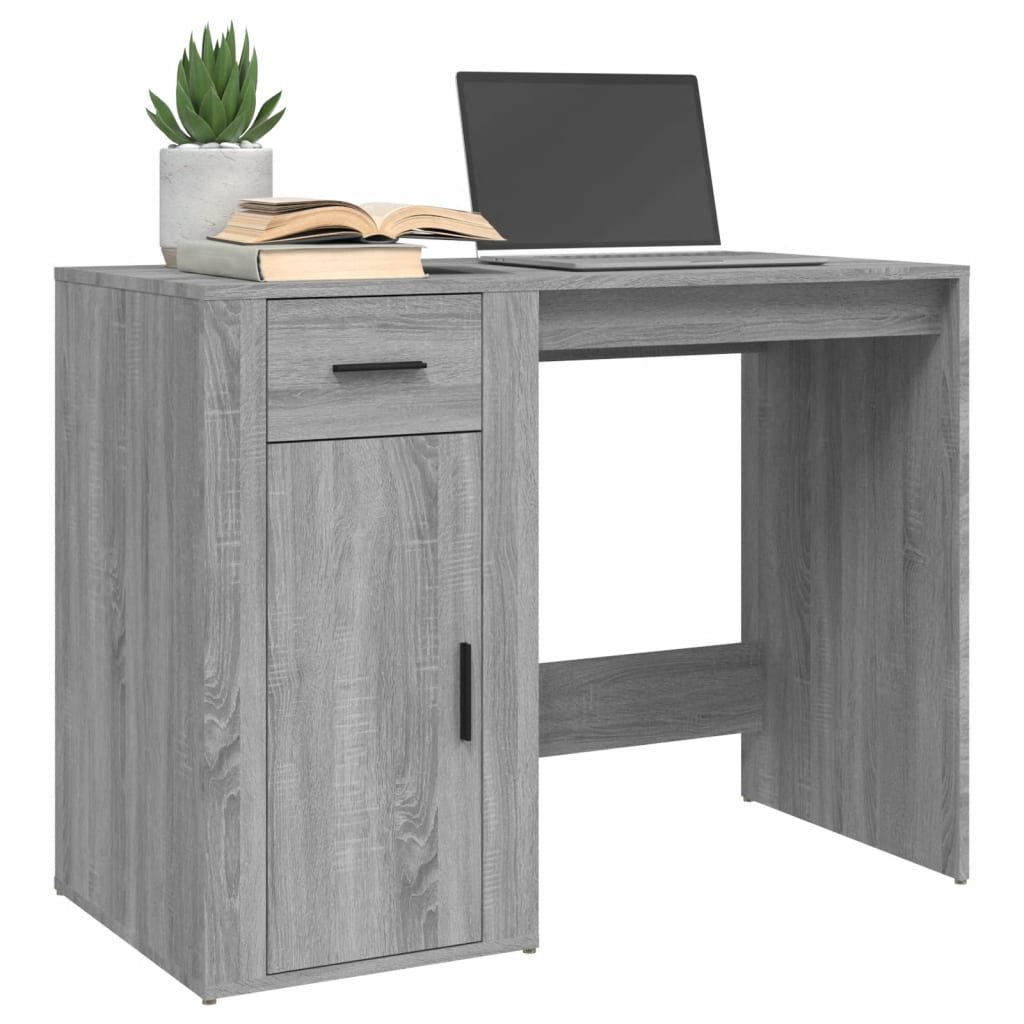 Desk, grey oak, 100x49x75cm, engineered wood