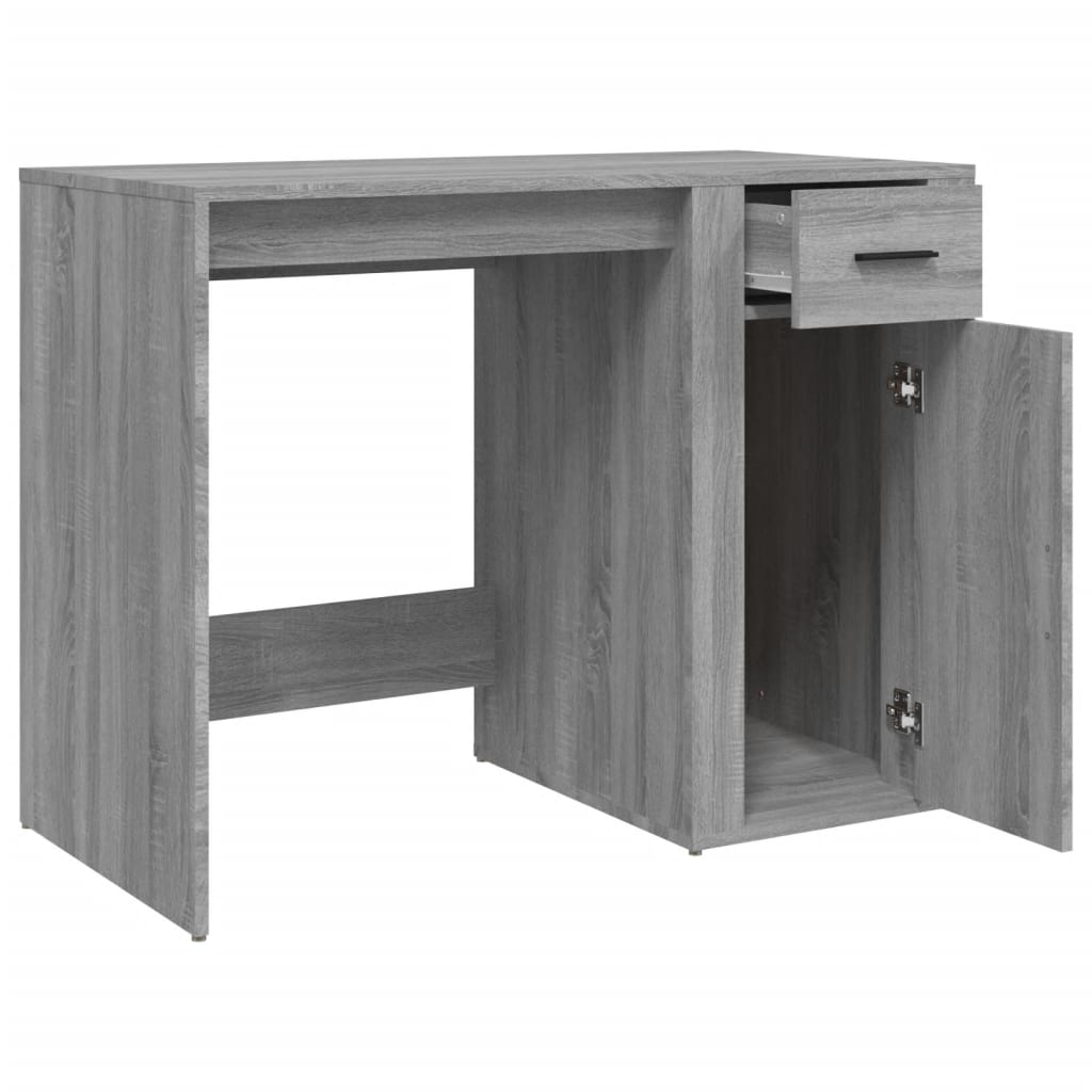 Desk, grey oak, 100x49x75cm, engineered wood