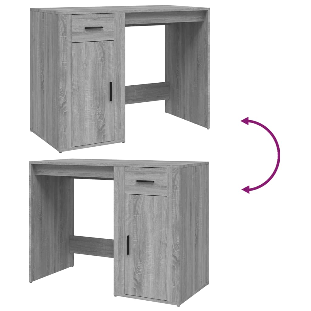 Desk, grey oak, 100x49x75cm, engineered wood