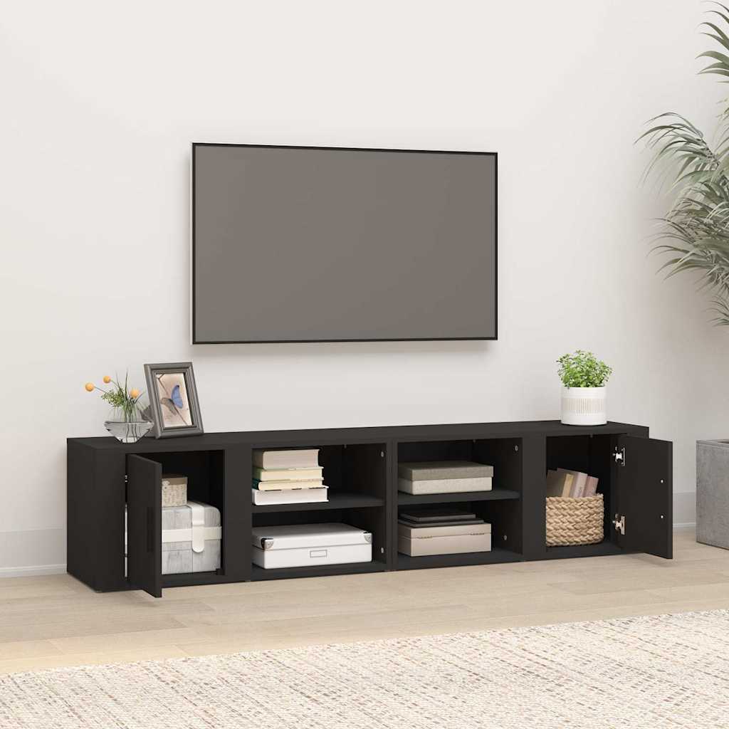 Televizoriaus spintelės, 2vnt., juodos, 80x31,5x36cm, mediena