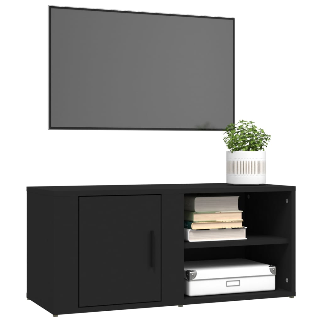 TV cabinets, 2 pcs, black, 80x31.5x36cm, wood