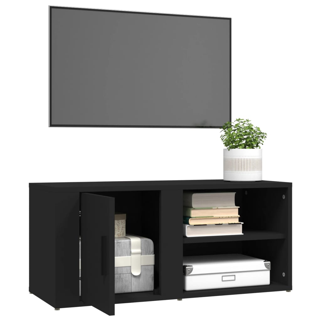 TV cabinets, 2 pcs, black, 80x31.5x36cm, wood