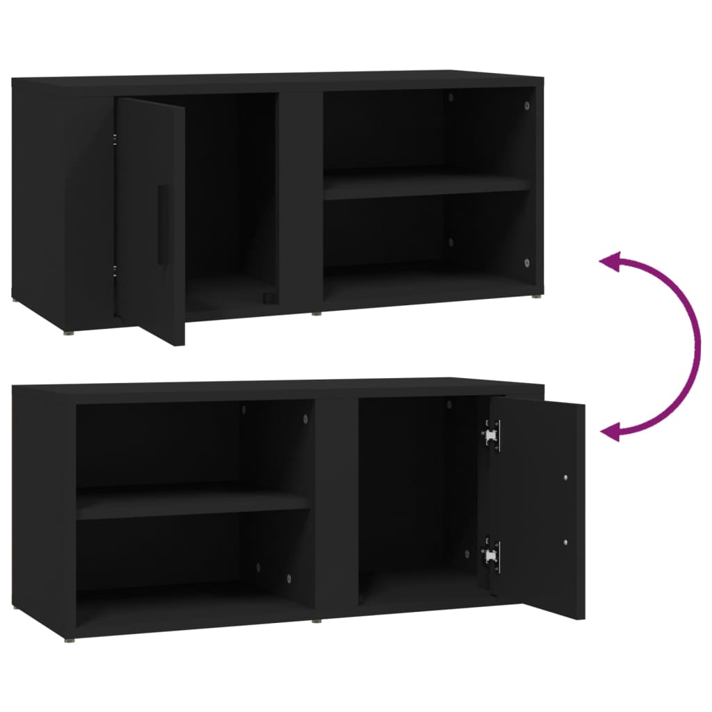 TV cabinets, 2 pcs, black, 80x31.5x36cm, wood