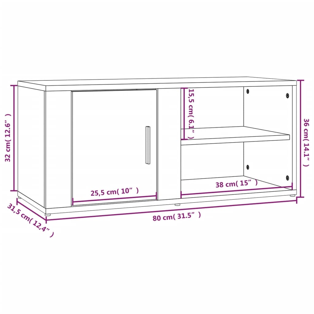 TV cabinets, 2 pcs, black, 80x31.5x36cm, wood