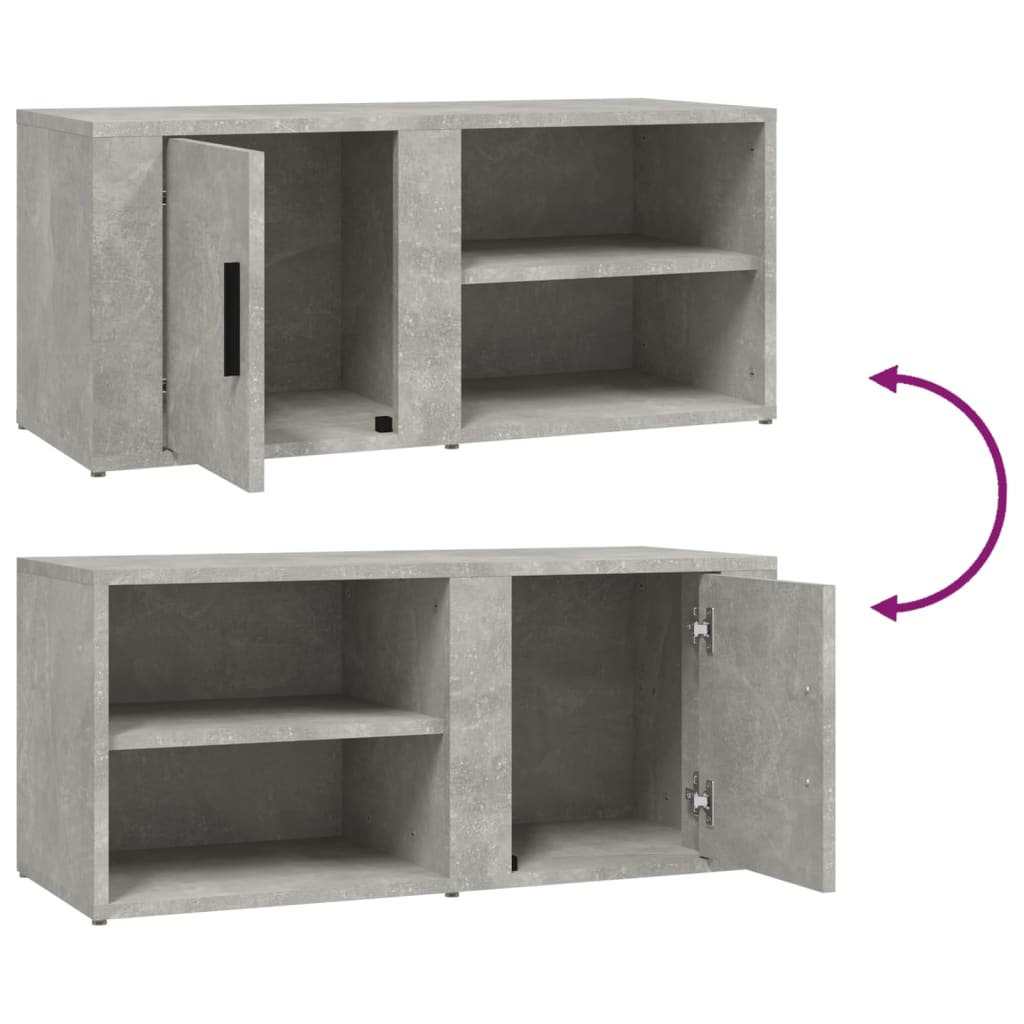 TV spintelės, 2vnt., betono pilkos, 80x31,5x36cm, mediena
