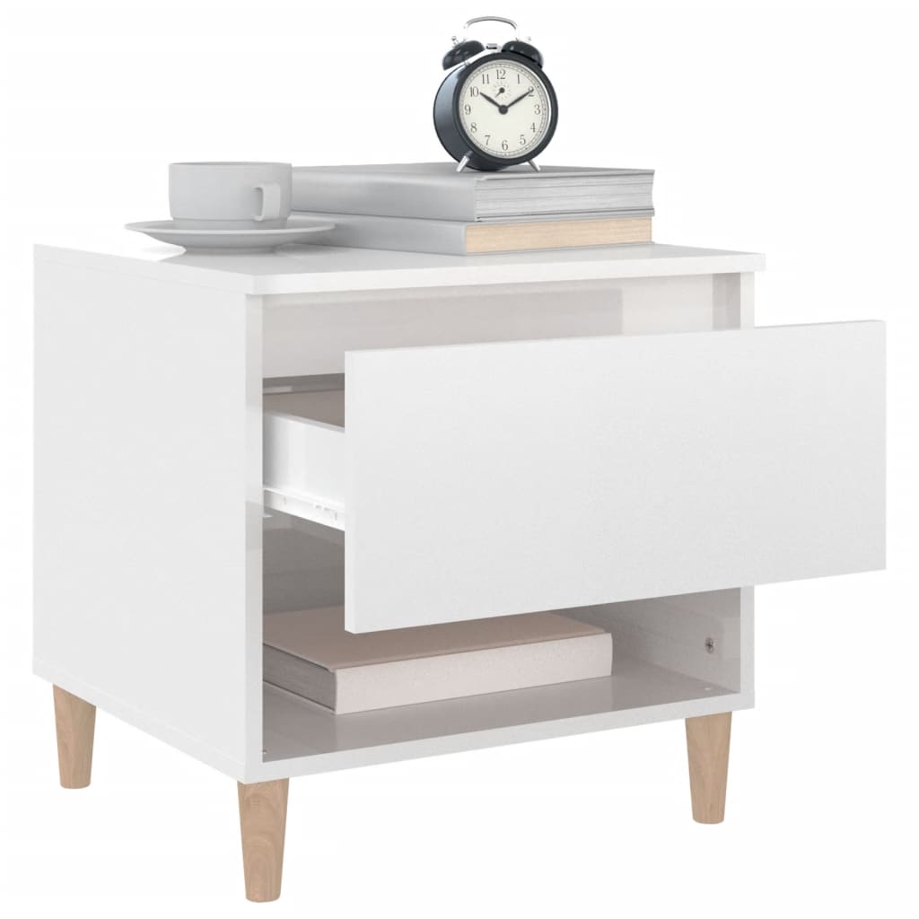 Bedside tables, 2 pcs, white, 50x46x50cm, wood, glossy
