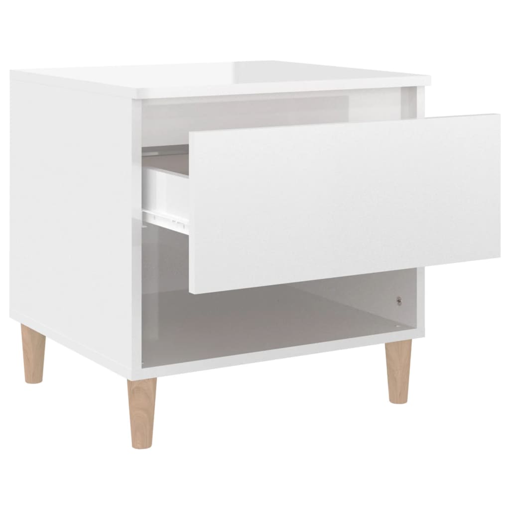 Bedside tables, 2 pcs, white, 50x46x50cm, wood, glossy