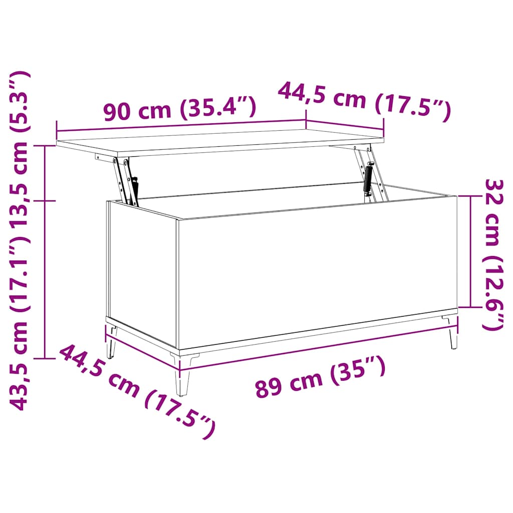 Kavos staliukas, juodos spalvos, 90x44,5x45cm, apdirbta mediena