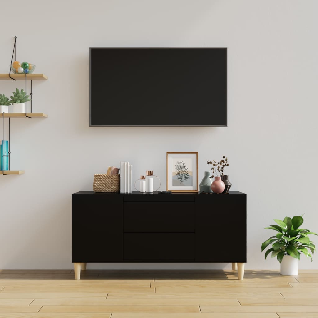 Televizora skapītis, melns, 102x44,5x50cm, koks