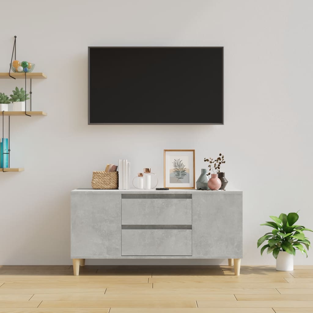 Televizora skapītis, betona pelēks, 102x44,5x50cm, koks