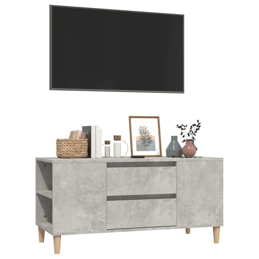 Televizora skapītis, betona pelēks, 102x44,5x50cm, koks