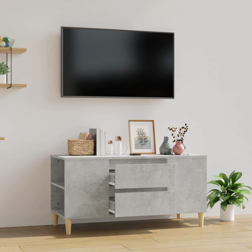 Televizora skapītis, betona pelēks, 102x44,5x50cm, koks