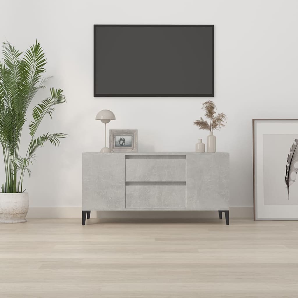 TV cabinet, concrete grey, 102x44.5x50cm, wood