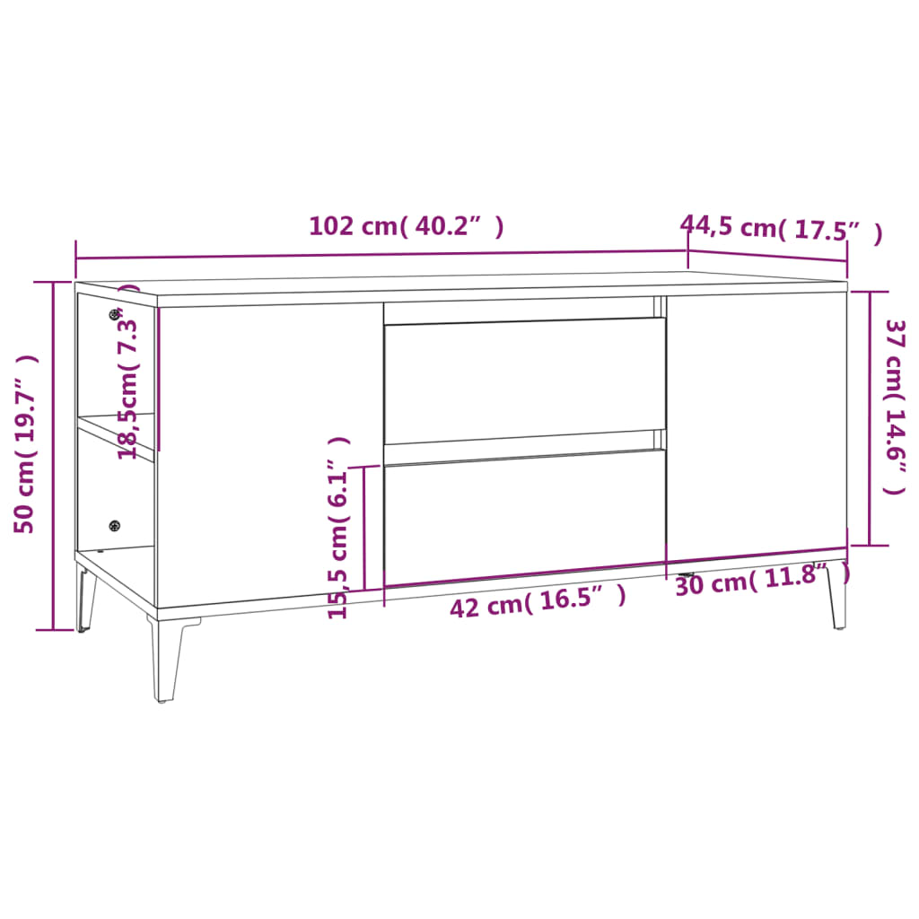 TV cabinet, concrete grey, 102x44.5x50cm, wood