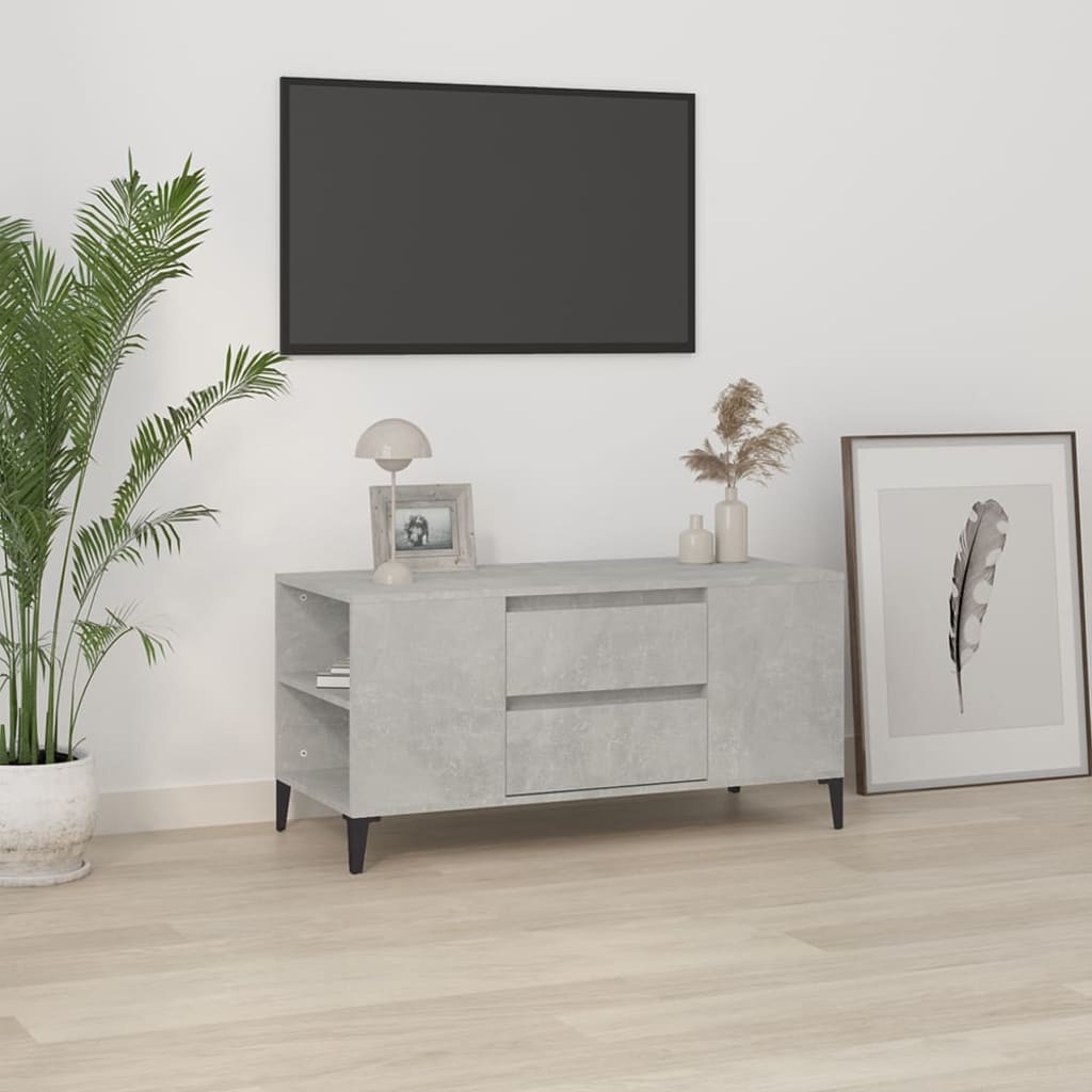 TV cabinet, concrete grey, 102x44.5x50cm, wood